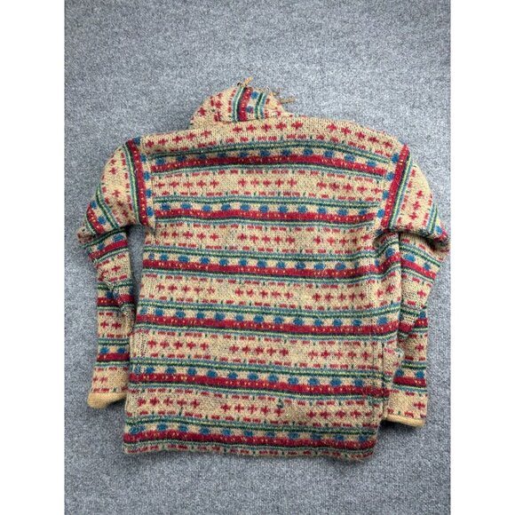 Vintage Recent Works Cardigan Women's S Tan Multi Stripe Fringe Pockets Sweater - Picture 8 of 8